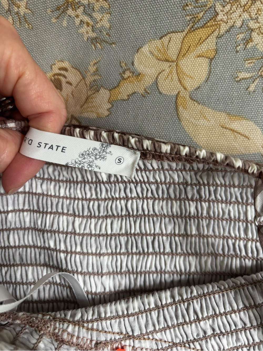 Altar'd State White Brown Gingham Maxi Dress with adjustable Straps Size Small - Picture 3 of 7